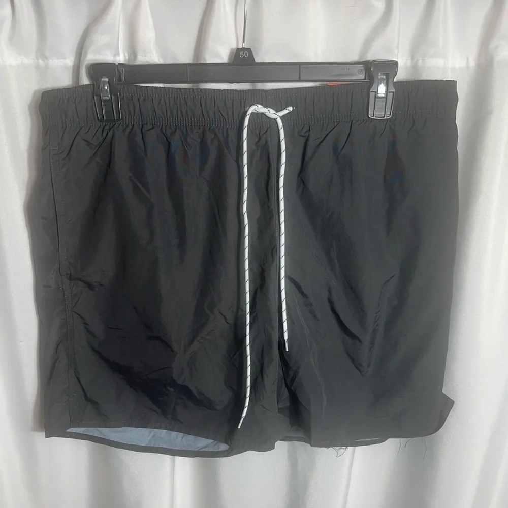 St. John's Bay Mens Size XL Black Swim Shorts with Drawstring Swim Trunks NWT